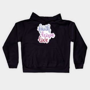 Faith Hope Love Purple Pink Red Script Kids Hoodie